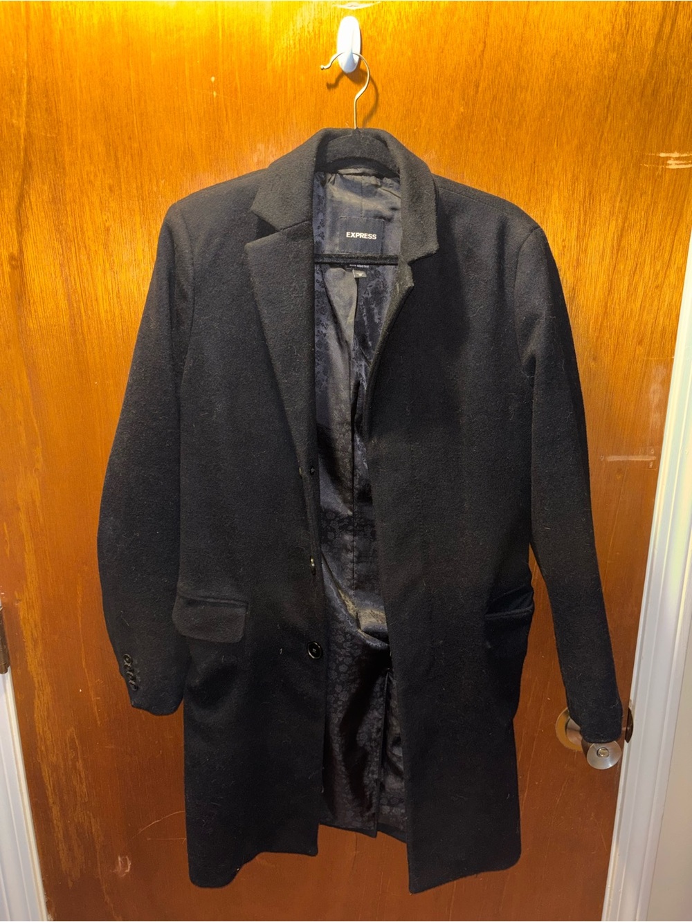 Express Men’s Black Wool-Blend Pea Coat